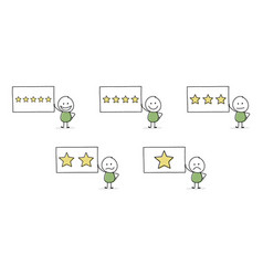 Star Rating With Cartoon Stickman Appraisal