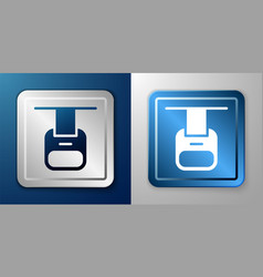 White Cable Car Icon Isolated On Blue And Grey