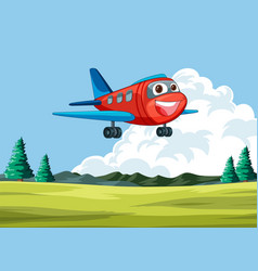 Cartoon Airplane With Face Flying In The Sky