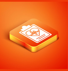 Isometric Health Insurance Icon Isolated On Orange