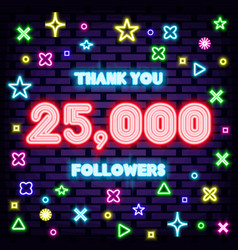 25000 Followers Thank You Badge In Neon Style