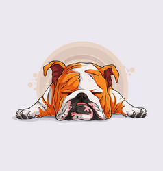 Hand Drawn Lazy Dog Breed English Bulldog Sleeping