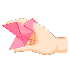 Hand Holding Origami Flying Bird