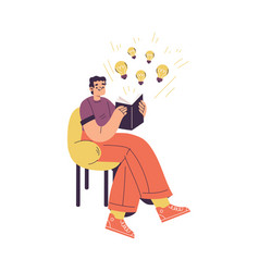 Idea With Man On Chair With Open Book And Yellow