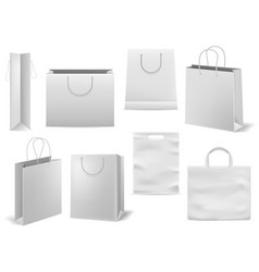 Shopping Bag Realistic White Handbag Mockup Empty