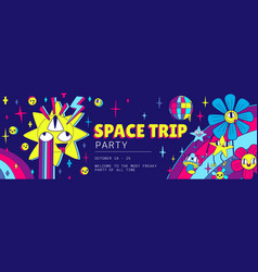 Space Trip Party Invitation Flyer In Y2k Style