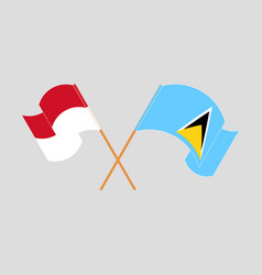 Crossed Flags Of Indonesia And Saint Lucia