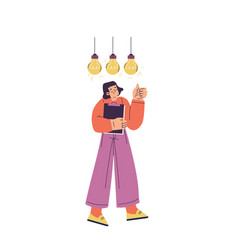 Idea With Woman And Glowing Hanging Yellow Light