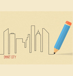 Flat line urban cityscape panorama real estate vector image