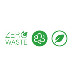 Zero Waste Icon Label Sticker Design Leaves