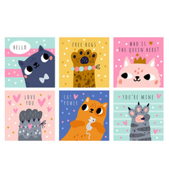 Cute Cats Cards Funny Little Pets Paws