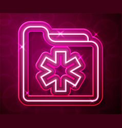 Glowing Neon Line Medical Health Record Folder