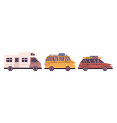 Travel By Car Recreational Vehicle Or Rv Auto Set