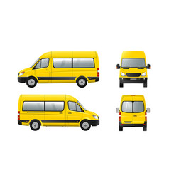 Yellow Passenger Minibus Front Rear Right Left