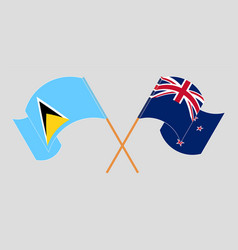 Crossed Flags Of Saint Lucia And New Zealand