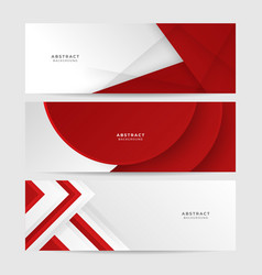 Abstract Red And White Grey Tech Geometric Banner