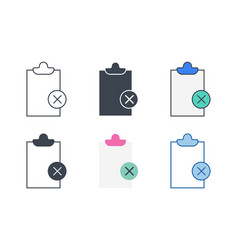 Cross Mark On Document Icon Collection With