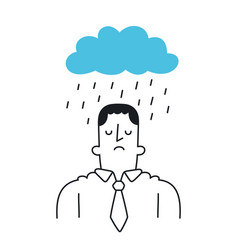 Sad Businessman With Rain Cloud Above His Head