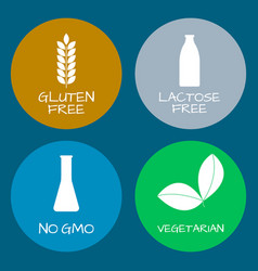 Set of food labels - allergens gmo free products Vector Image