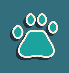 Green Bear Paw Footprint Icon Isolated On Green