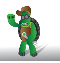 Mechanic Turtle Holding A Wrench Cartoon Character