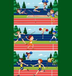 Scene With People Doing Track And Field Sports