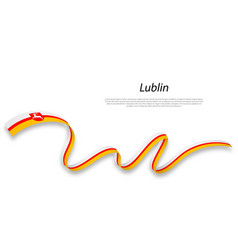 Waving Ribbon Or Stripe With Flag Of Lublin