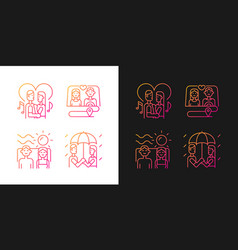 Couple Quality Time Gradient Icons Set For Dark