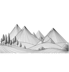 Mountain Landscape Of Line Art Minimal