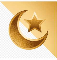 3d Gold Crescent And Star Icon Design Element