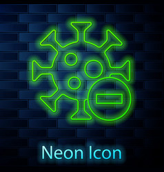 Glowing Neon Line Negative Virus Icon Isolated On