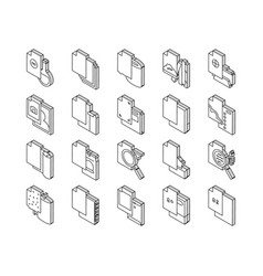 Paper List For Printing Poster Isometric Icons Set