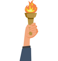 Hand Holding Olympic Flame Cartoon Design