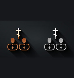 Gold And Silver Priest Icon Isolated On Black