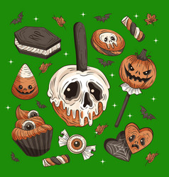 Hand Drawn Halloween Vintage Candy Elements