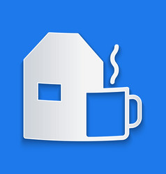 Paper Cut Cup Of Tea With Milk Icon Isolated