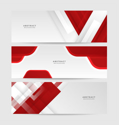 Abstract Red And White Grey Tech Geometric Banner