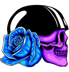 Skull Head Helmet Roses Logo Design On