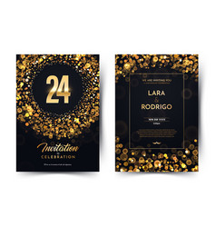 24th Years Birthday Black Luxury Invitation