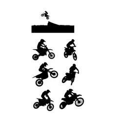 Moto Cross Silhouettes On White