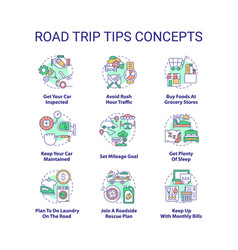 Road Trip Tips Concept Icons Set