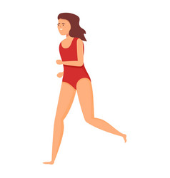 Running Woman Lifeguard Icon Cartoon Water