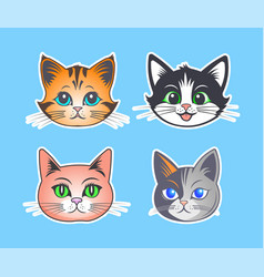 Set Of Cute Beautiful Pet Stickers Cartoon Cats