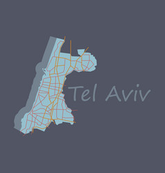 Tel Aviv Flat Map Artprint Landmass Water