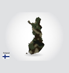 Finland Map With Camouflage Pattern Forest