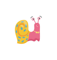 Pink Cartoon Snail With Yellow Shell And Bowtie