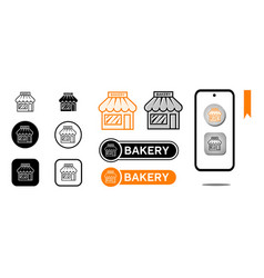 Cafe Icon Or Bakery Shop Set