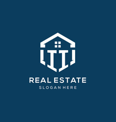 Letter Ii Logo For Real Estate With Hexagon Style