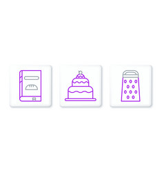 Set Line Grater Cookbook And Cake Icon