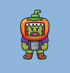 Cute Frankenstein Wearing A Pumpkin Costume